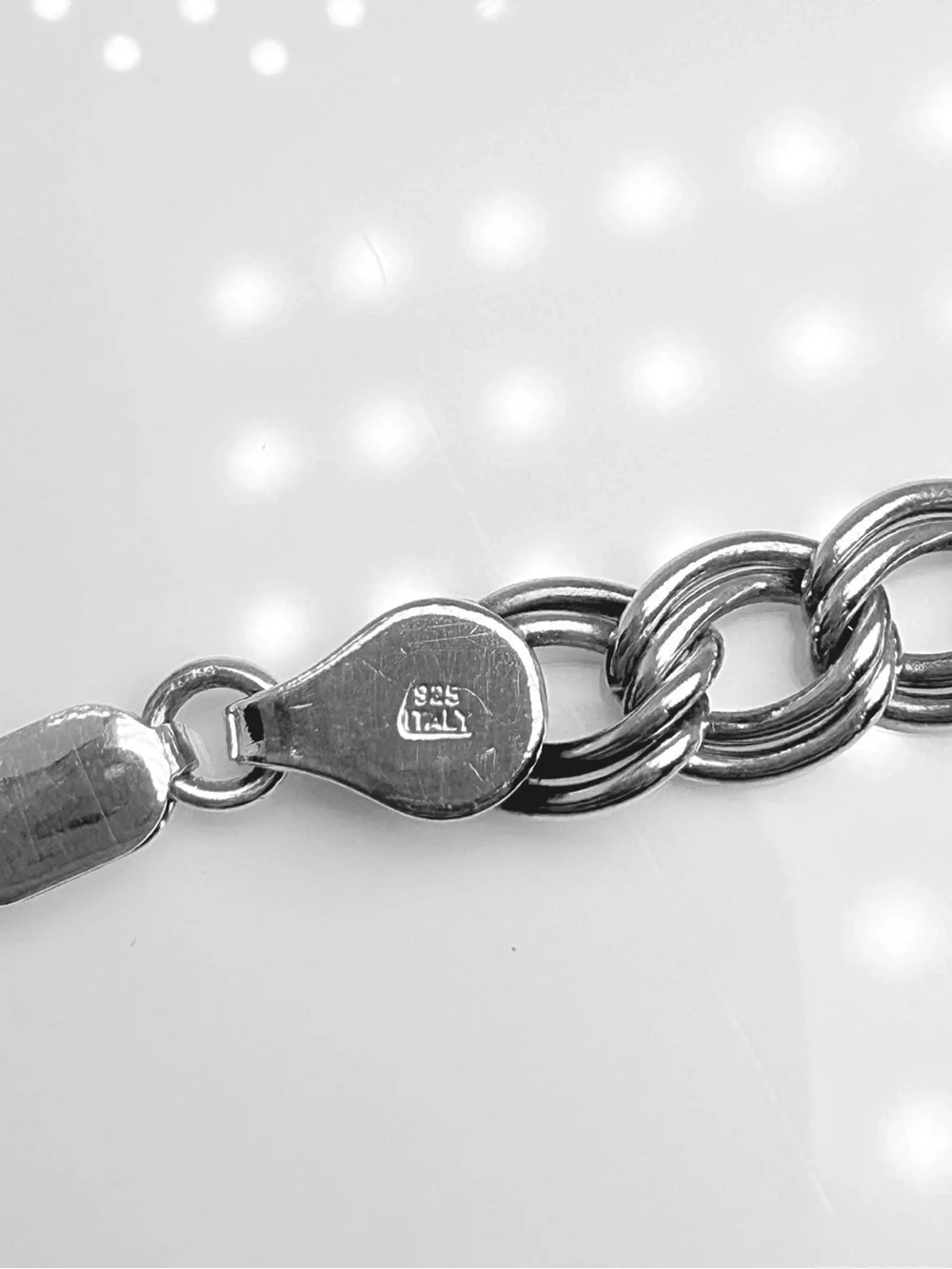 Stylish Italian 925 Sterling Silver Double Curb Link Chain Bracelet!